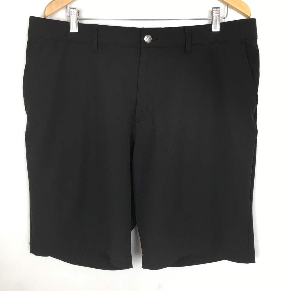 Adidas Golf Shorts Mens Size 38 Black Stretch Performance Flat Front Preppy